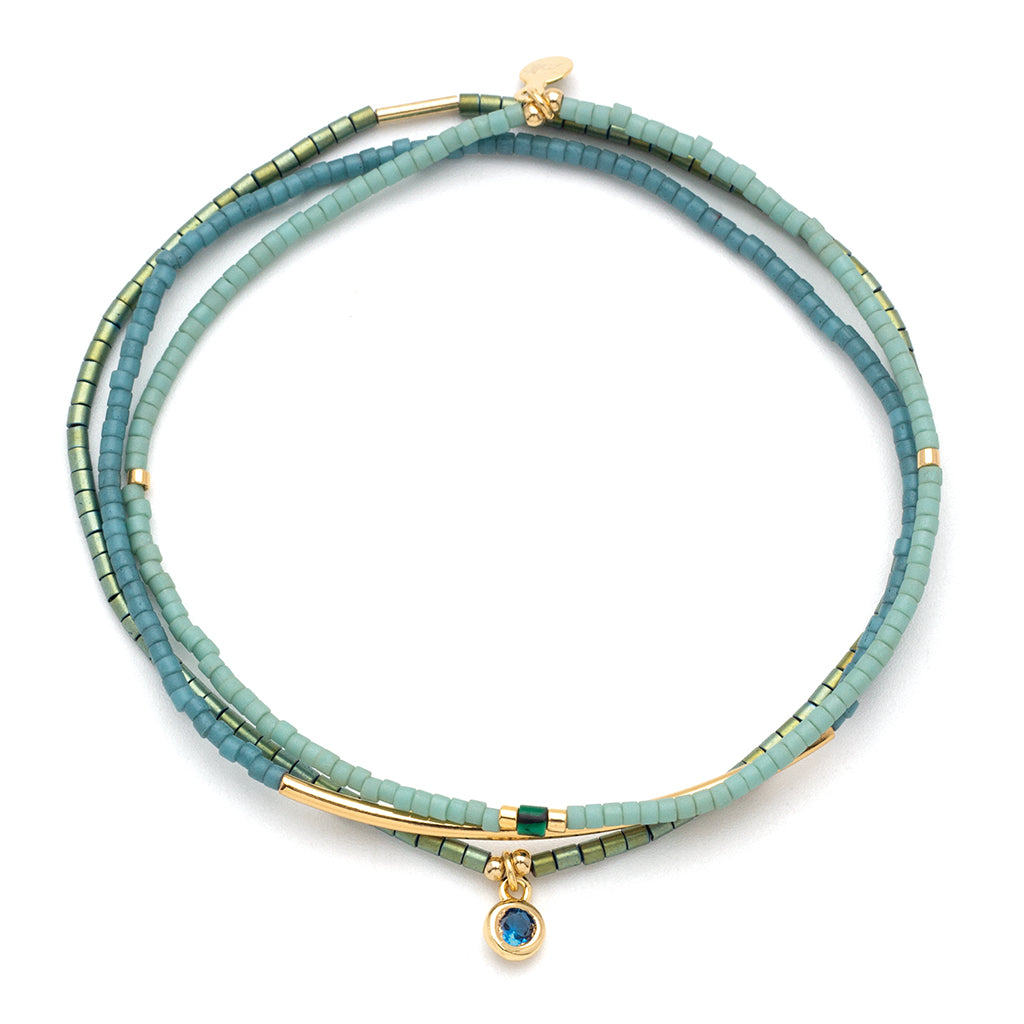 Scout Curated Wears Tonal Chromacolor Miyuki Bracelet Trio - Turquoise/Gold