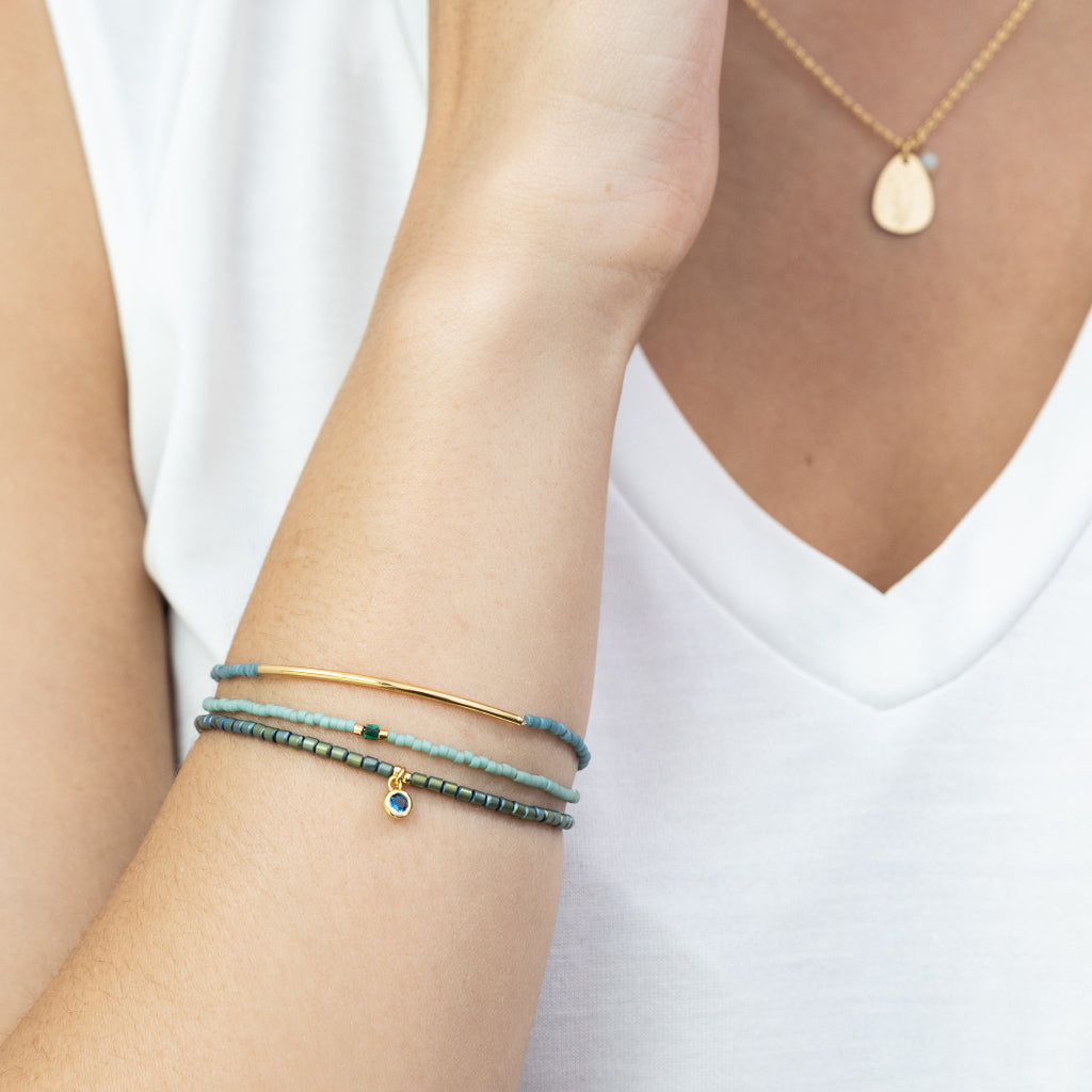 Scout Curated Wears Tonal Chromacolor Miyuki Bracelet Trio - Turquoise/Gold