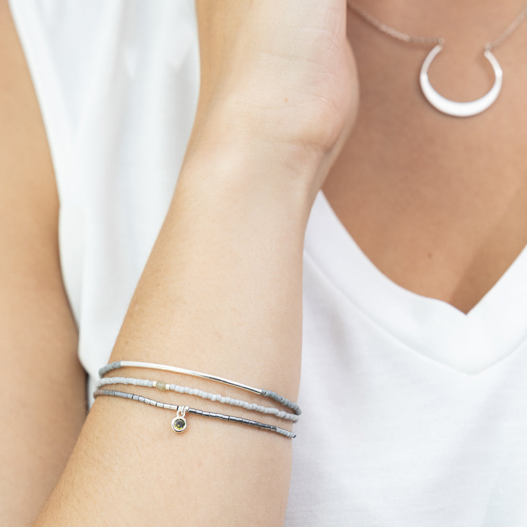 Scout Curated Wears Tonal Chromacolor Miyuki Bracelet Trio - Frost/Silver