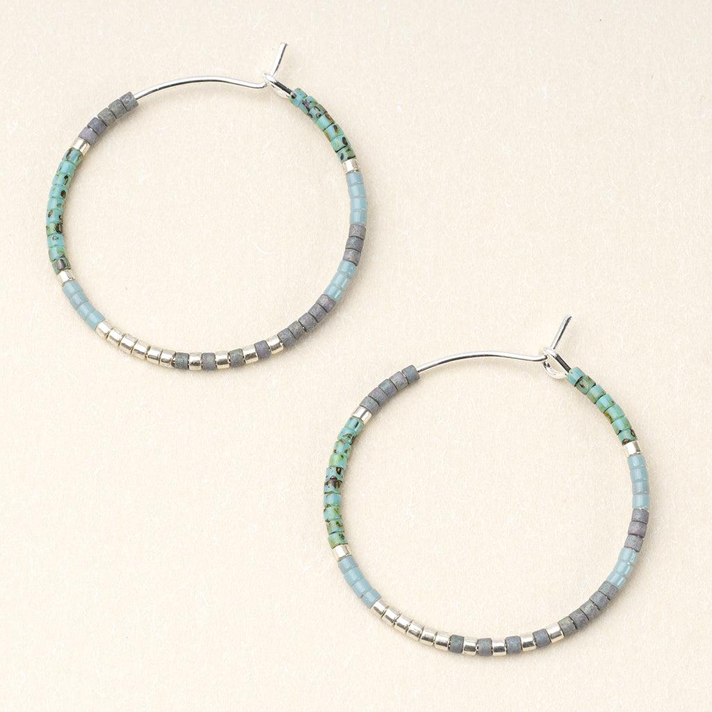 Scout Curated Wears Chromacolor Miyuki Small Hoop Earrings Turquoise Multi Silver