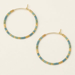 Scout Curated Wears Chromacolor Miyuki Small Hoop Earrings Turquoise Multi Gold