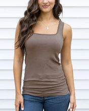 Grace & Lace Micro Ribbed Square Neck Perfect Fit Tank Mocha