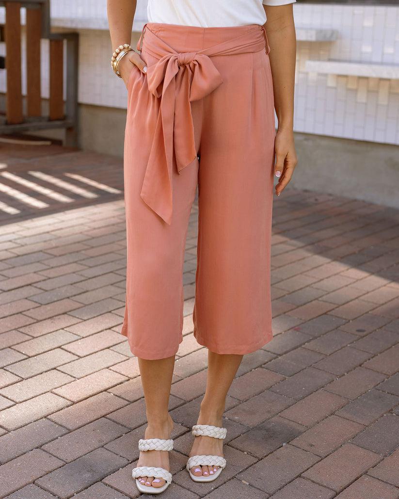 Grace & Lace Pocketed Cropped Wide Leg Pants - Sun Stone
