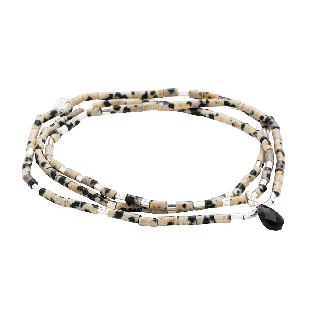 Scout Curated Wears Teardrop Stone Wrap Bracelet - Dalmatian Jasper/Obsidian