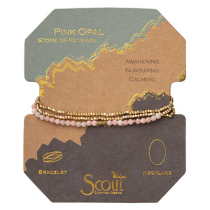 Scout Curated Wears Delicate Stone Wrap Bracelet/Necklace - Pink Opal/Gold
