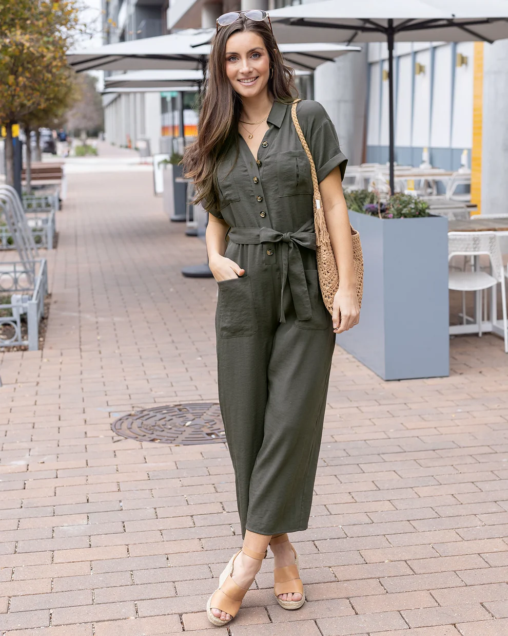Grace & Lace Short Sleeve Utility Jumpsuit