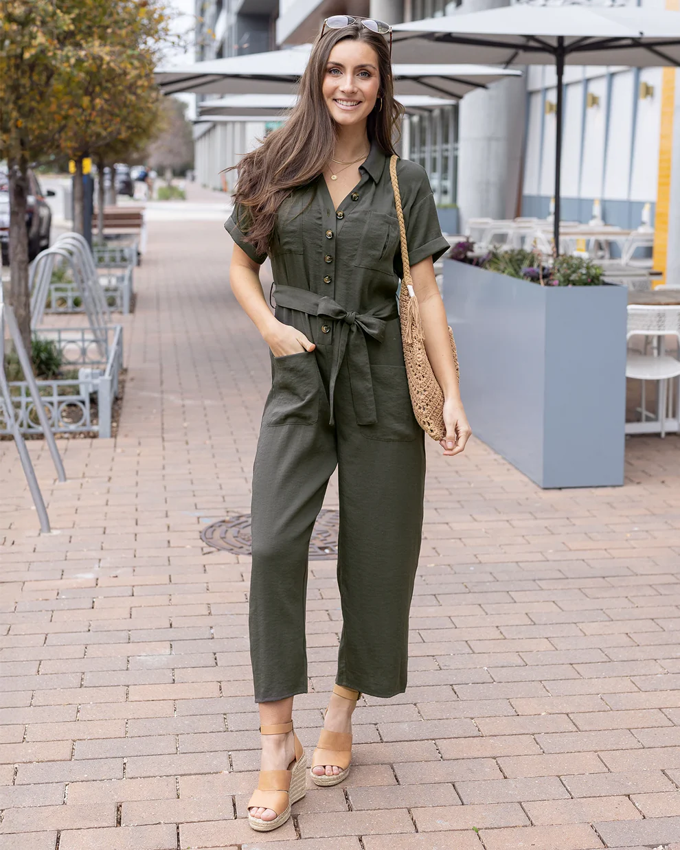 Grace & Lace Short Sleeve Utility Jumpsuit