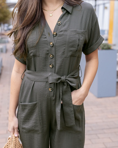 Grace & Lace Short Sleeve Utility Jumpsuit