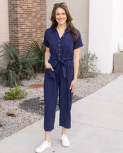 Grace & Lace Short Sleeve Utility Jumpsuit - Navy
