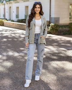 Grace & Lace Tencel Lyocell Utility Shirt - Sage