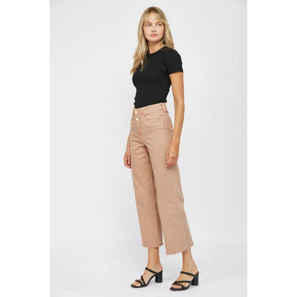 Ladies Mica Denim Super Stretch High-Rise Flare Jeans-Brown