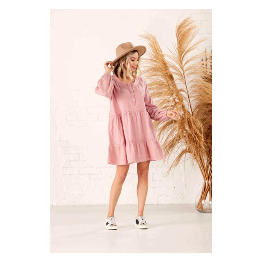 Mud Pie Kynlee Tiered Dress - Mauve / Medium Mud Pie Kynlee Tiered Dress - Mauve / Medium