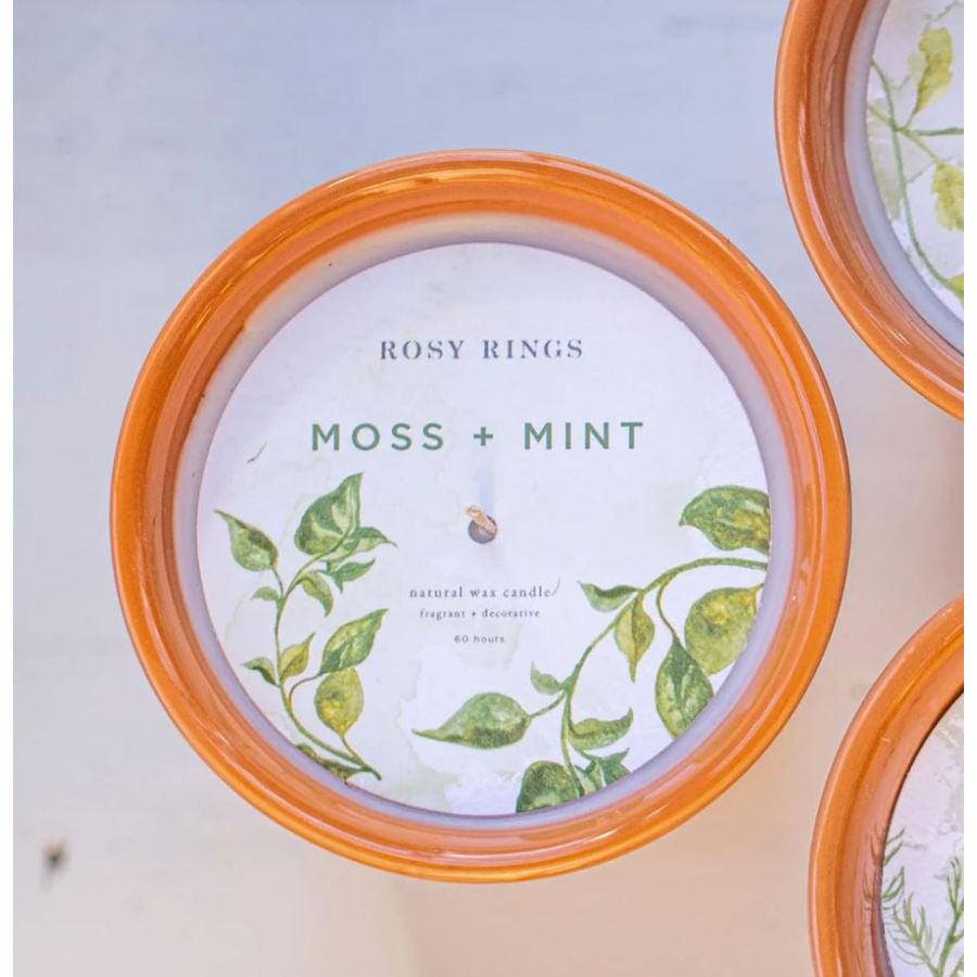 Rosy Rings Moss & Mint Garden Pot Candle
