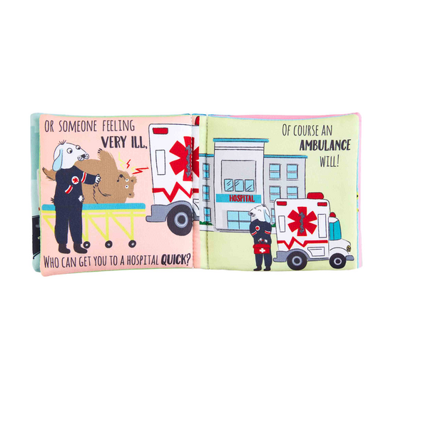 Mud Pie First Responder Ambulance Plush Book and Toy Set