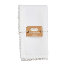 Mud Pie White Cotton Pom Dinner Napkin Set