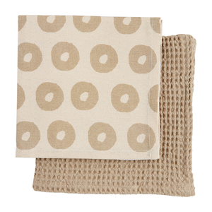 Mud Pie Neutral Dot Waffle Towel Set