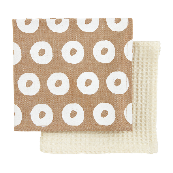 Mud Pie Neutral Dot Waffle Towel Set
