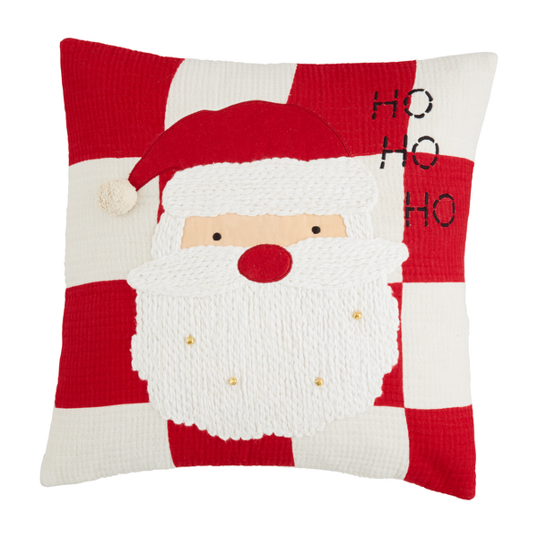 Mud Pie Quilted Checker Santa Pillow