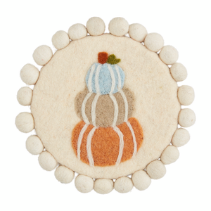 Mud Pie Felt Stacked Pumpkin Pom Trivet