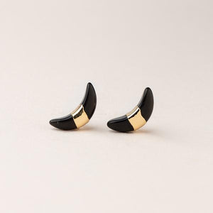 Scout Curated Wears Crescent Moon Stud Earring - Black Spinel - BeautyOfASite - Central Illinois Gifts, Fashion & Beauty Boutique