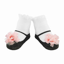 Mud Pie Black And Pink Puff Baby Socks - BeautyOfASite - Central Illinois Gifts, Fashion & Beauty Boutique