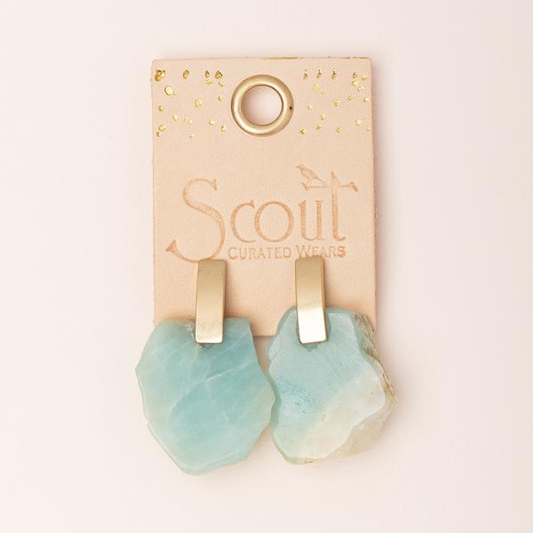 Scout Curated Wears Stone Slice Earring - Rose Quartz - BeautyOfASite - Central Illinois Gifts, Fashion & Beauty Boutique