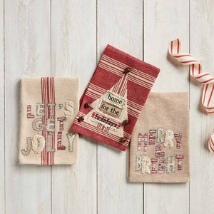 Mud Pie Christmas Stripe Applique Towel - BeautyOfASite - Central Illinois Gifts, Fashion & Beauty Boutique