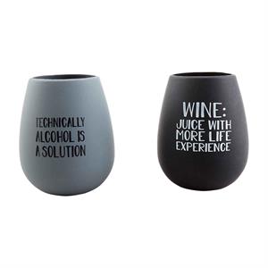 Mud Pie Silicone Wine Glass Set - Gray