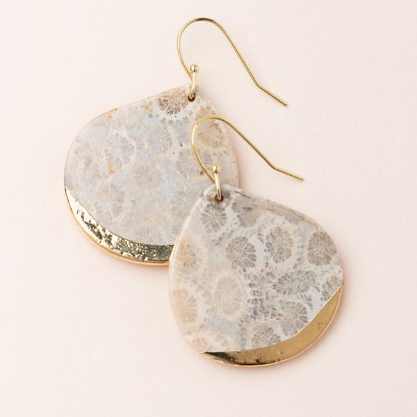 Scout Curated Wears Stone Dipped Teardrop Earring - Fossil Coral - BeautyOfASite - Central Illinois Gifts, Fashion & Beauty Boutique