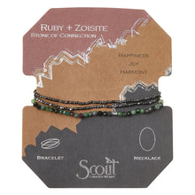 Scout Curated Wears Delicate Stone Wrap Bracelet/Necklace - Ruby + Zoisite - BeautyOfASite - Central Illinois Gifts, Fashion & Beauty Boutique