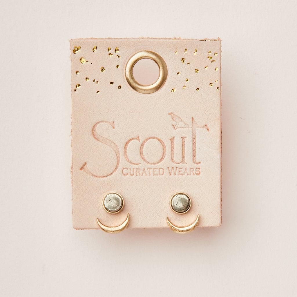 Scout Curated Wears Stone Moon Phase Ear Jacket - Pyrite - BeautyOfASite - Central Illinois Gifts, Fashion & Beauty Boutique