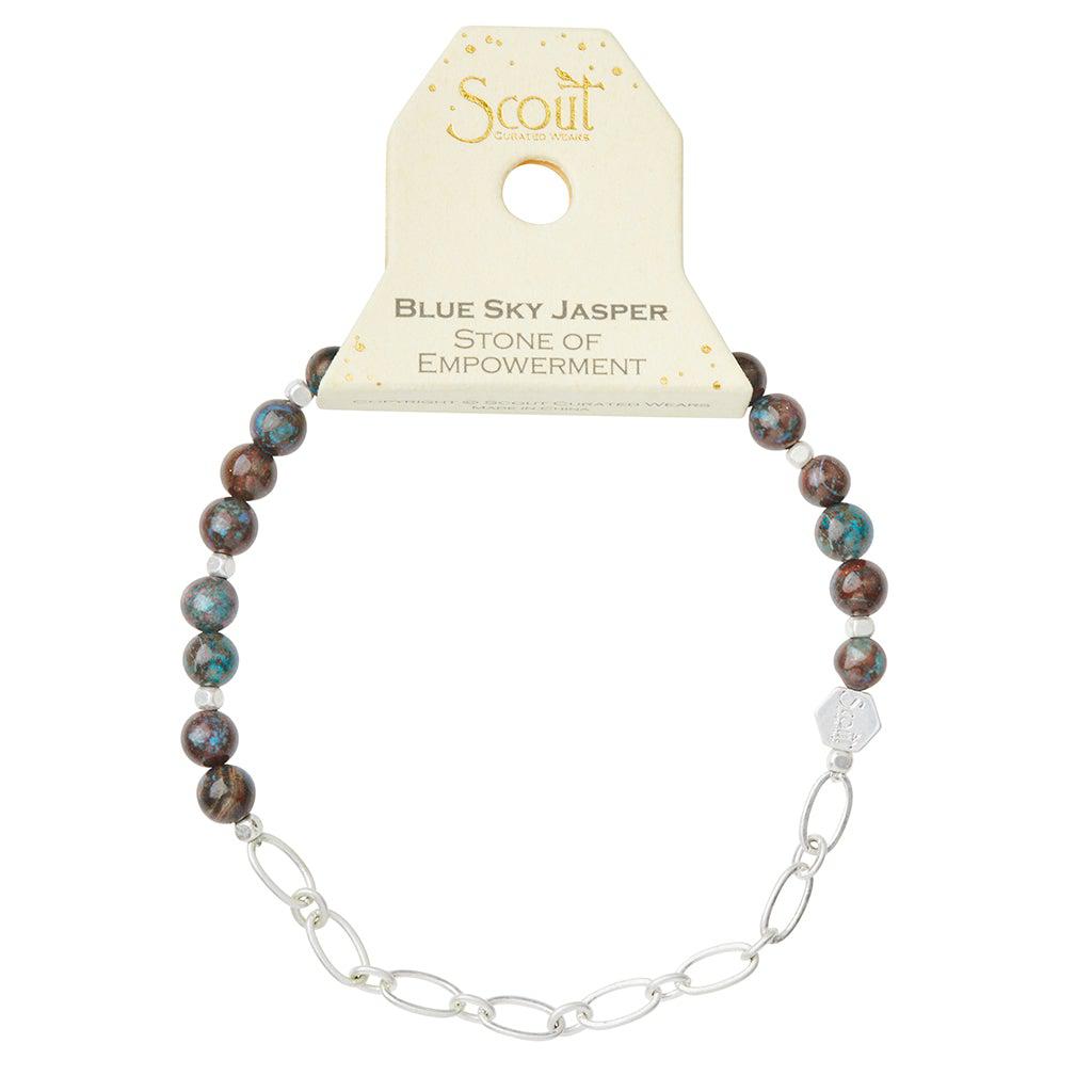 Scout Curated Wears Mini Stone with Chain Stacking Bracelet - Blue Sky Jasper - BeautyOfASite - Central Illinois Gifts, Fashion & Beauty Boutique