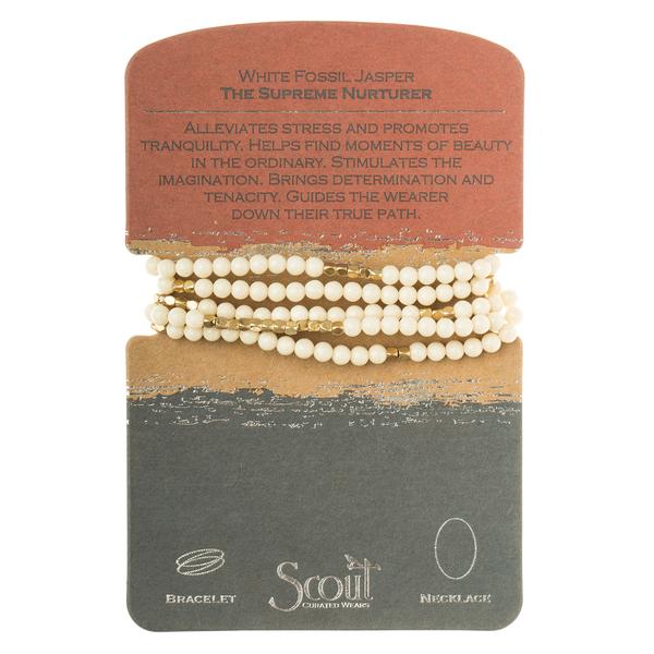 Scout Curated Wears Stone Wrap Bracelet/Necklace - White Fossil Jasper - BeautyOfASite - Central Illinois Gifts, Fashion & Beauty Boutique