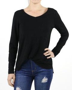 Grace & Lace Long Sleeve Pocket Tee - Solids - BeautyOfASite - Central Illinois Gifts, Fashion & Beauty Boutique