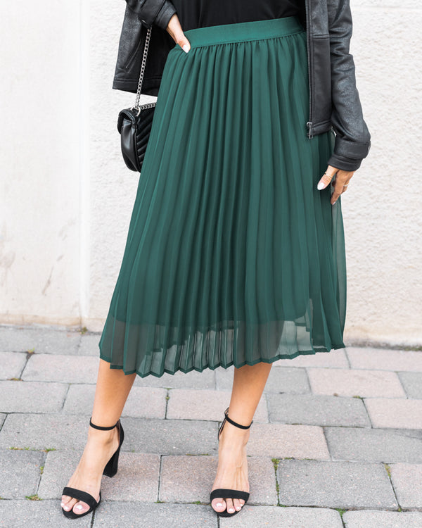 Grace & Lace Holiday Pleated Skirt - Emerald