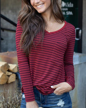 Grace & Lace Long Sleeve Perfect Pocket Tee - Stripes - BeautyOfASite - Central Illinois Gifts, Fashion & Beauty Boutique