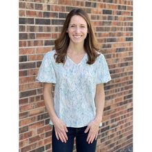 Marbled Waters Puff Sleeve Blouse - BeautyOfASite - Central Illinois Gifts, Fashion & Beauty Boutique