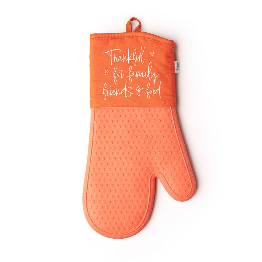 Krumbs Kitchen Thankful for Family Friends and Food Silicone Oven Mitt