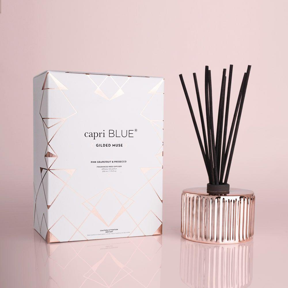Capri Blue Gilded Muse Reed Diffuser - Pink Grapefruit & Prosecco - BeautyOfASite - Central Illinois Gifts, Fashion & Beauty Boutique