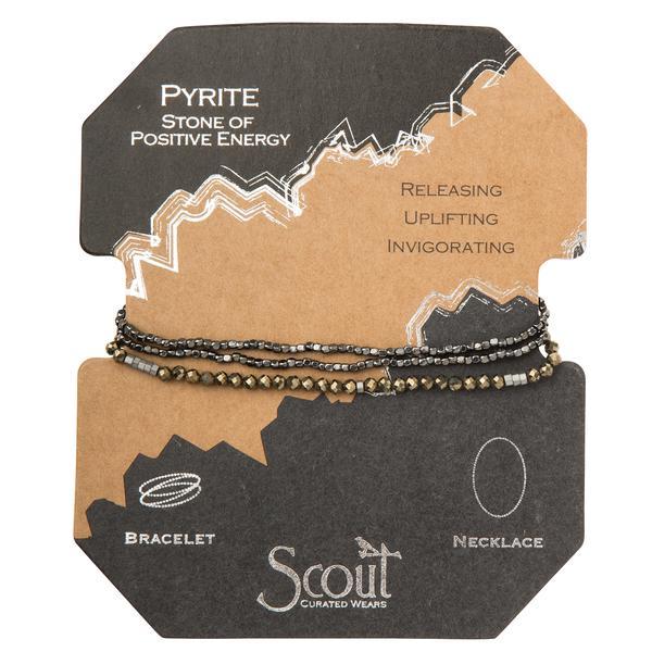 Scout Curated Wears Delicate Stone Wrap Bracelet/Necklace - Pyrite - BeautyOfASite - Central Illinois Gifts, Fashion & Beauty Boutique