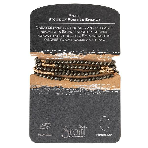 Scout Curated Wears Stone Wrap Bracelet/Necklace - Pyrite - BeautyOfASite - Central Illinois Gifts, Fashion & Beauty Boutique