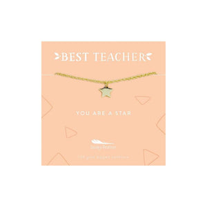 Lucky Feather Best Teacher Necklace - Star - BeautyOfASite - Central Illinois Gifts, Fashion & Beauty Boutique