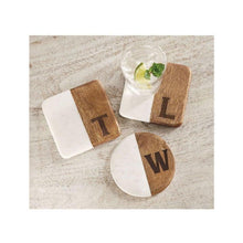 Mud Pie Wood Marble Initial Coaster - BeautyOfASite - Central Illinois Gifts, Fashion & Beauty Boutique